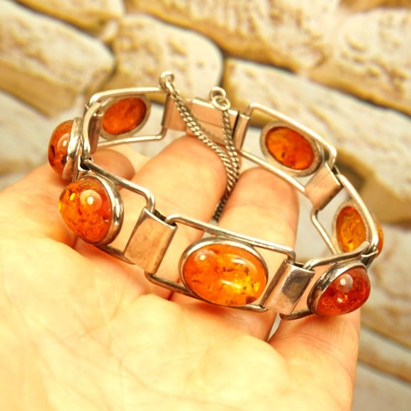 UNISEX AMBER and 925 SILVER LINK BRACELET 7, TENNIS STYLE, GIFT FOR HER or HIM - Picture 8 of 10